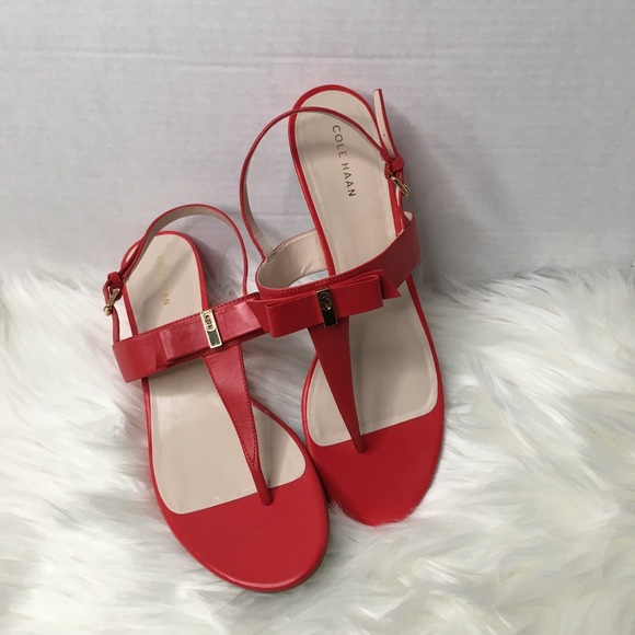 Cole Haan Shoes - Cole Haan red thong front bow sandals 10B